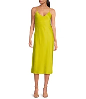 Gianni Bini Harper Satin V-Neck Sleeveless Slip Midi Dress