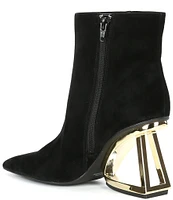 Gianni Bini Harrison Suede Architectural Wedge Booties