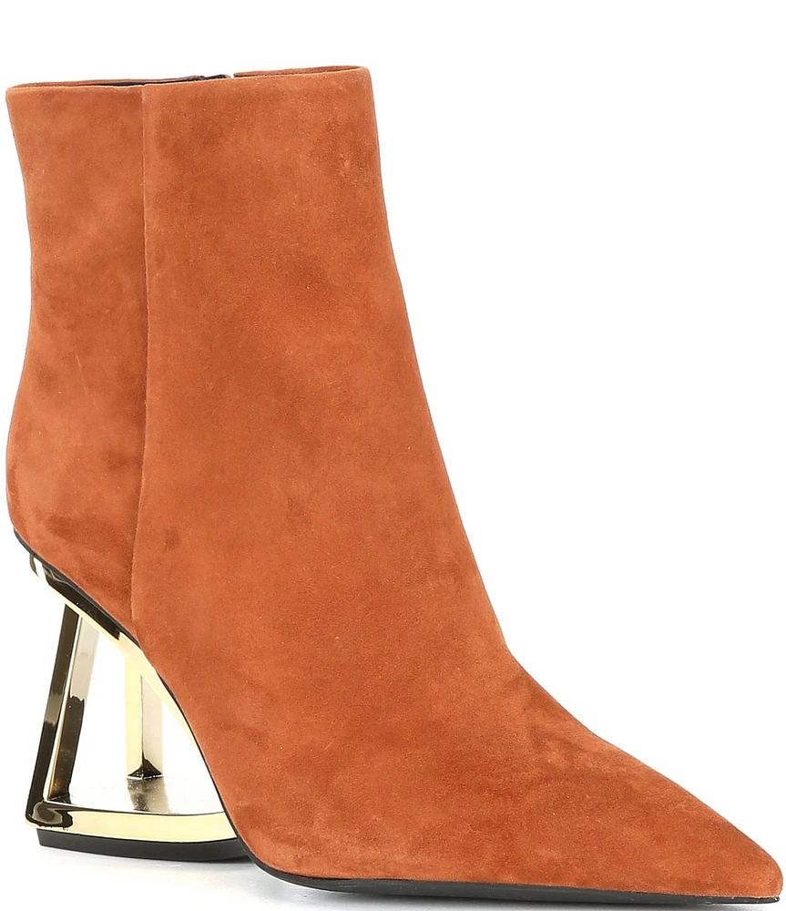 Gianni Bini Harrison Suede Architectural Wedge Booties