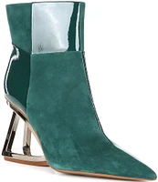 Gianni Bini HarrisonTwo Suede Patchwork Architectural Wedge Booties