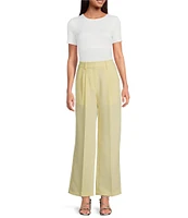 Gianni Bini Hartley Crepe Pleated Straight Wide Leg Coordinating Pants