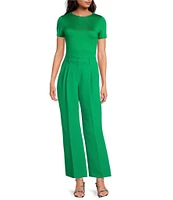 Gianni Bini Hartley Crepe Pleated Straight Wide Leg Coordinating Pants