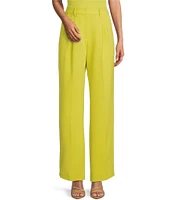 Gianni Bini Hartley Crepe Pleated Straight Wide Leg Coordinating Pants