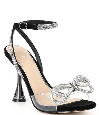 Gianni Bini Haydn Clear Rhinestone Bow Ankle Strap Dress Heels