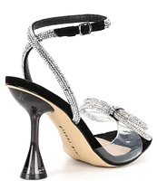 Gianni Bini Haydn Clear Rhinestone Bow Ankle Strap Dress Heels