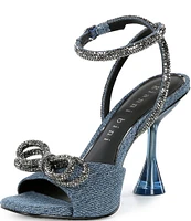 Gianni Bini Haydn Denim Rhinestone Bow Ankle Strap Dress Heels