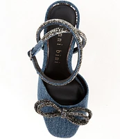 Gianni Bini Haydn Denim Rhinestone Bow Ankle Strap Dress Heels