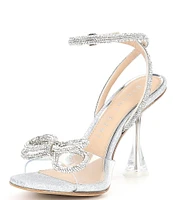 Gianni Bini Haydn Glitter Rhinestone Bow Ankle Strap Clear Dress Heels