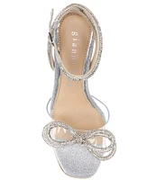 Gianni Bini Haydn Glitter Rhinestone Bow Ankle Strap Clear Dress Heels