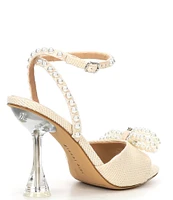 Gianni Bini HaydnTwo Raffia Pearl Bling Bow Ankle Strap Dress Sandals