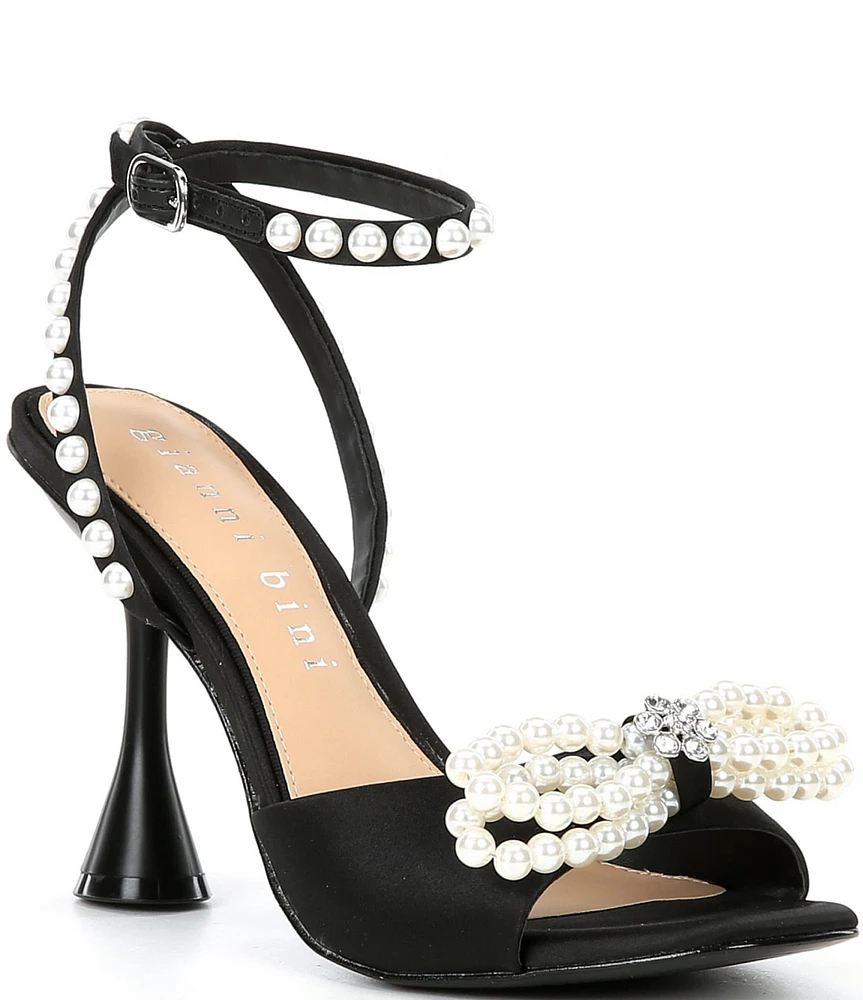 Gianni Bini HaydnTwo Satin Pearl Bow Dress Sandals