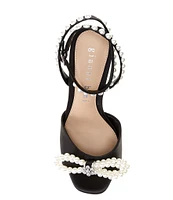 Gianni Bini HaydnTwo Satin Pearl Bow Dress Sandals