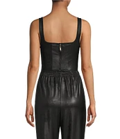 Gianni Bini Hunter Stretch Square Neck Sleeveless Coated Corset Top