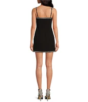 Gianni Bini Isla Jewel Crepe Square Neckline Sleeveless Mini Dress