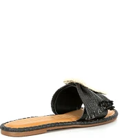 Gianni Bini Jaxson Raffia Mismatched Buckle Flat Sandals