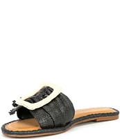 Gianni Bini Jaxson Raffia Mismatched Buckle Flat Sandals