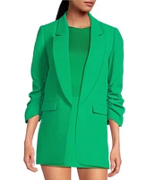 Gianni Bini Jemma Ruched 3/4 Sleeve Shawl Collar Twill Boyfriend Blazer