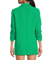 Gianni Bini Jemma Ruched 3/4 Sleeve Shawl Collar Twill Boyfriend Blazer