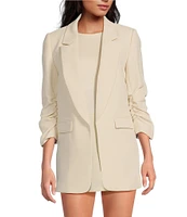 Gianni Bini Jemma Ruched 3/4 Sleeve Shawl Collar Twill Boyfriend Blazer