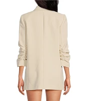 Gianni Bini Jemma Ruched 3/4 Sleeve Shawl Collar Twill Boyfriend Blazer