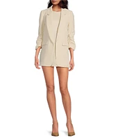 Gianni Bini Jemma Ruched 3/4 Sleeve Shawl Collar Twill Boyfriend Blazer