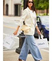 Gianni Bini Jemma Ruched 3/4 Sleeve Shawl Collar Twill Boyfriend Blazer