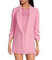 Gianni Bini Jemma Ruched 3/4 Sleeve Shawl Collar Twill Boyfriend Blazer