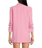 Gianni Bini Jemma Ruched 3/4 Sleeve Shawl Collar Twill Boyfriend Blazer