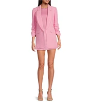 Gianni Bini Jemma Ruched 3/4 Sleeve Shawl Collar Twill Boyfriend Blazer