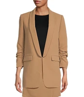 Gianni Bini Jemma Ruched 3/4 Sleeve Shawl Collar Twill Boyfriend Blazer