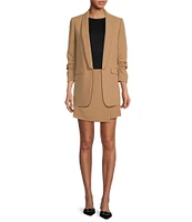 Gianni Bini Jemma Ruched 3/4 Sleeve Shawl Collar Twill Boyfriend Blazer