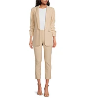 Gianni Bini Jemma Ruched 3/4 Sleeve Shawl Collar Twill Boyfriend Blazer