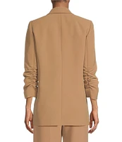 Gianni Bini Jemma Ruched 3/4 Sleeve Shawl Collar Twill Boyfriend Blazer