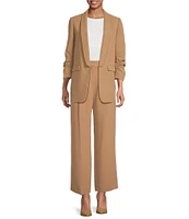 Gianni Bini Jemma Ruched 3/4 Sleeve Shawl Collar Twill Boyfriend Blazer