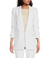 Gianni Bini Jemma Ruched 3/4 Sleeve Shawl Collar Twill Boyfriend Blazer