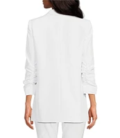 Gianni Bini Jemma Ruched 3/4 Sleeve Shawl Collar Twill Boyfriend Blazer