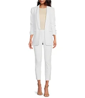 Gianni Bini Jemma Ruched 3/4 Sleeve Shawl Collar Twill Boyfriend Blazer