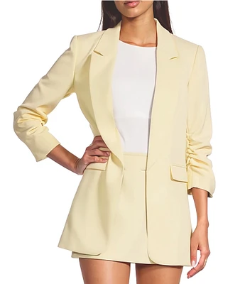 Gianni Bini Jemma Ruched 3/4 Sleeve Shawl Collar Twill Boyfriend Blazer