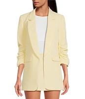 Gianni Bini Jemma Ruched 3/4 Sleeve Shawl Collar Twill Boyfriend Blazer