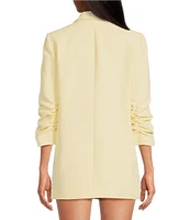 Gianni Bini Jemma Ruched 3/4 Sleeve Shawl Collar Twill Boyfriend Blazer