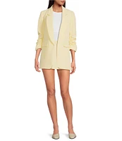 Gianni Bini Jemma Ruched 3/4 Sleeve Shawl Collar Twill Boyfriend Blazer