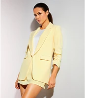 Gianni Bini Jemma Ruched 3/4 Sleeve Shawl Collar Twill Boyfriend Blazer