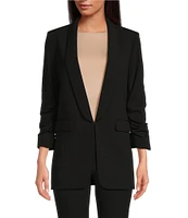 Gianni Bini Jemma Ruched 3/4 Sleeve Shawl Collar Twill Boyfriend Blazer