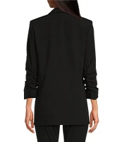 Gianni Bini Jemma Ruched 3/4 Sleeve Shawl Collar Twill Boyfriend Blazer