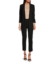 Gianni Bini Jemma Ruched 3/4 Sleeve Shawl Collar Twill Boyfriend Blazer