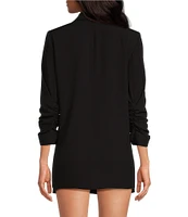Gianni Bini Jemma Ruched 3/4 Sleeve Shawl Collar Twill Boyfriend Blazer