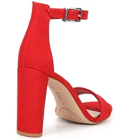 Gianni Bini Joenah Suede Block Heel Ankle Strap Dress Sandals