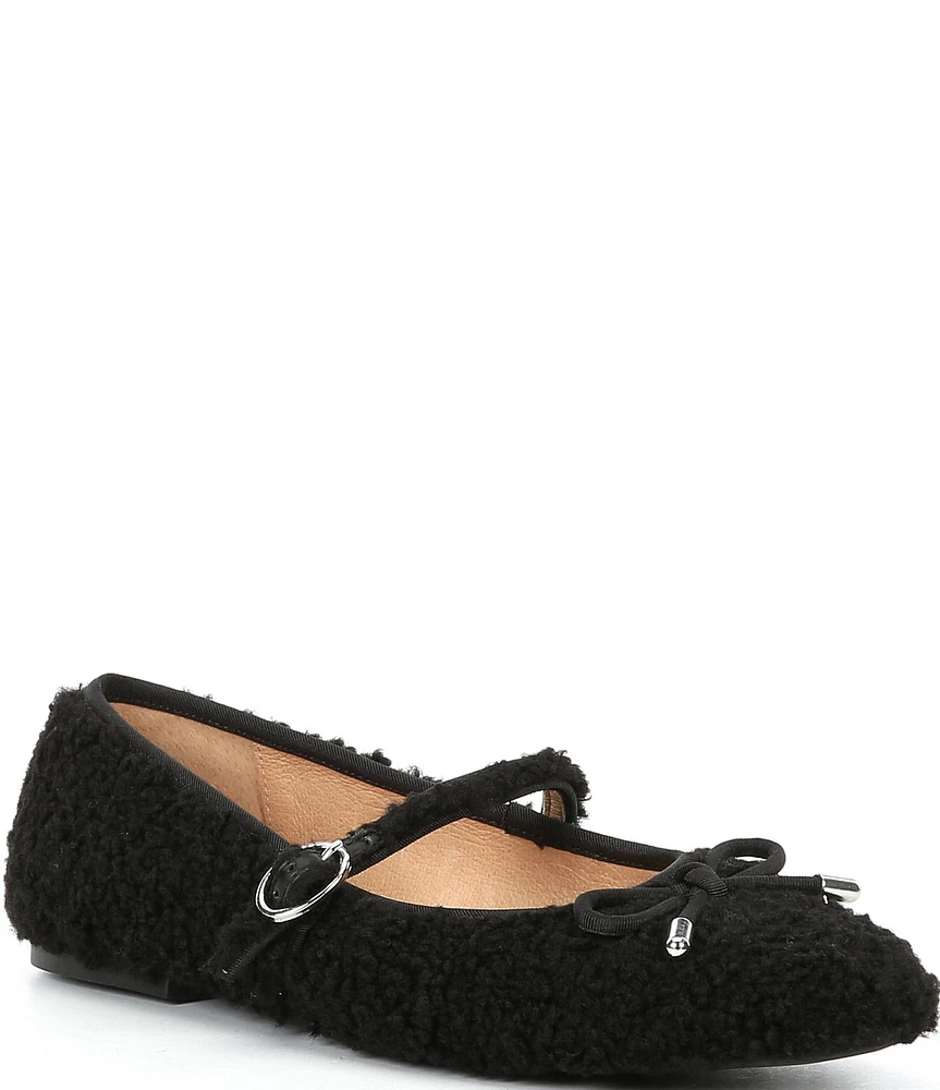 Gianni Bini JosieTwo Faux Shearling Mary Jane Ballerina Flats