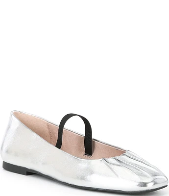 Gianni Bini Julia Ruched Leather Mary Jane Ballet Flats