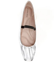 Gianni Bini Julia Ruched Leather Mary Jane Ballet Flats